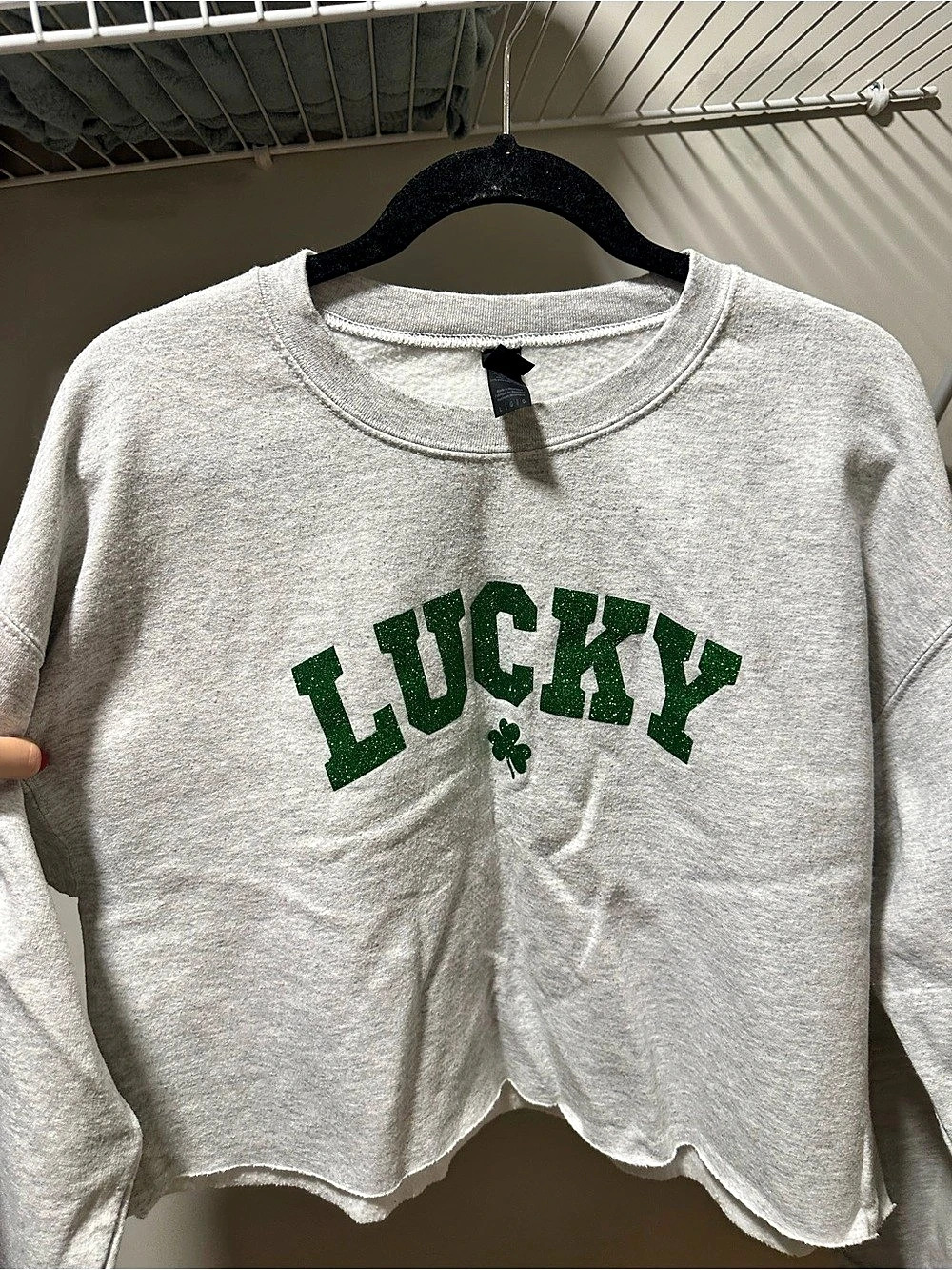 Gildan Lucky Cropped Sweatshirt in Gray